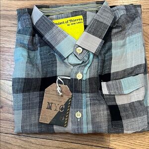 NWT Descendant of Thieves Men's Short Sleeved Plaid Shirt - Green and Black XXL